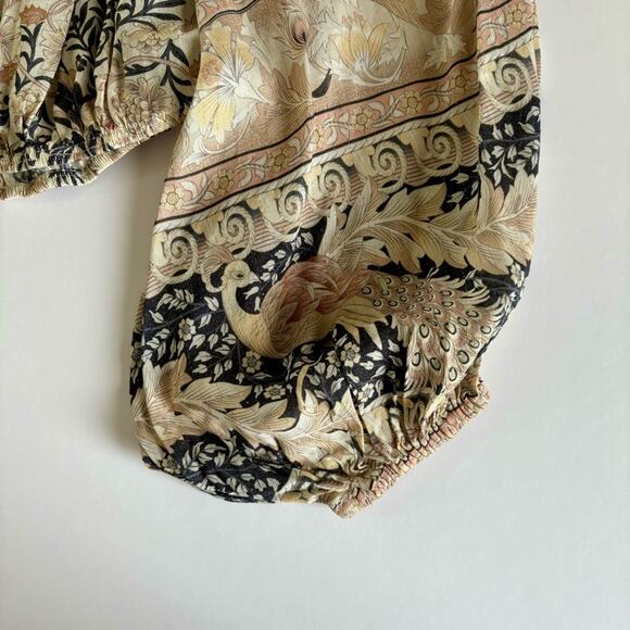 Spell & The Gypsy Pearl Oasis Off the Shoulder Cropped Floral Blouse Size Small - Picture 9 of 9